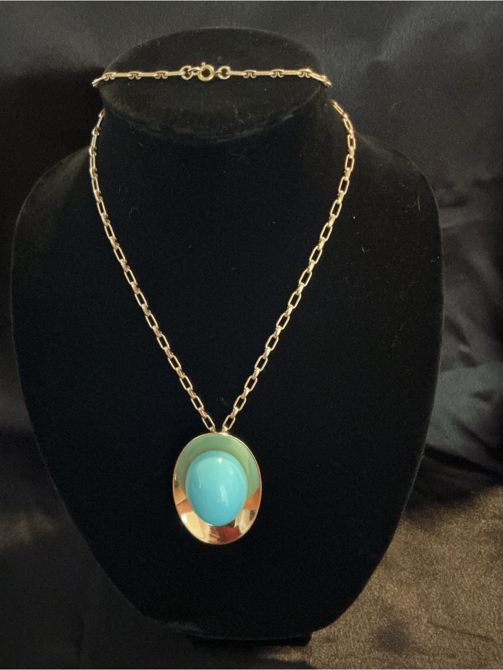 Vintage Napier Gold-Tone Necklace with Turquoise Pendant